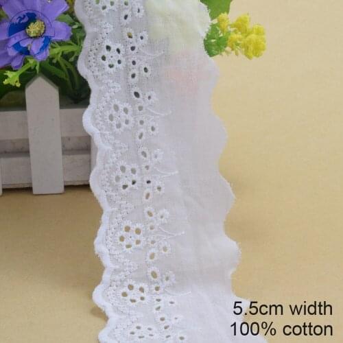 10yards 5.5cm white 100% cotton embroidery lace french lace ribbon fabric guipure diy trims warp knitting sewing Accessories3709