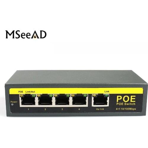 100M 4+1 5 Ports 4 PoE Switch Injector Power Over Ethernet With Power Adapter For CCTV 48V POE Camera POE NVR Network Recorder