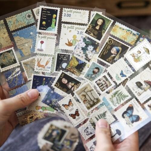 2pcs/pack Le Petit Prince stamp Journal Decorative Gold Stickers Scrapbooking diy Stick Label Diary Stationery Album Stickers