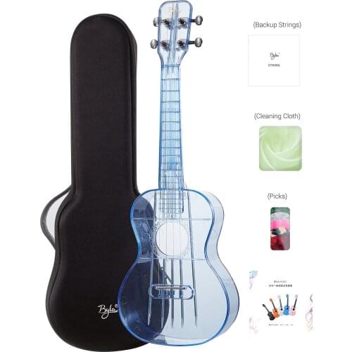 23inch Transparent Ukulele Ukelele Air-nova with Gig Bag Strings Picks Cleaning Cloth Music Book