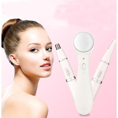 3 in 1 Multifunctional Beauty Care Ultrasonic Ion Introduction Apparatus nose hair trimmer eyebrow trimmer