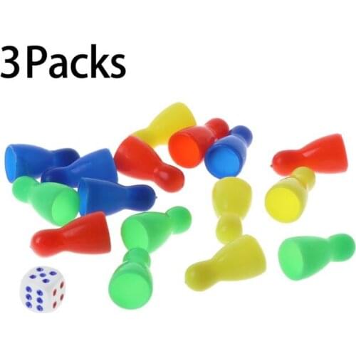 48pcs Checkers Chess Pieces ChessBoard Chessmen Board Game Halma Pieces 3 Dices