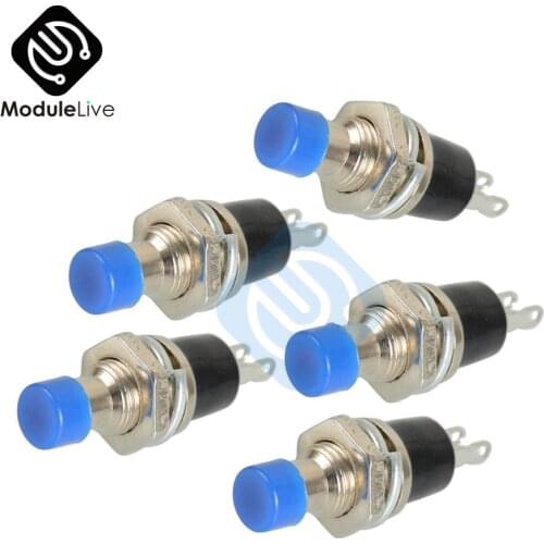 5PCS AC 220V Blue Lockless ON/OFF Push button Switch Temperature range -25-85 Press the reset switch PBS-110