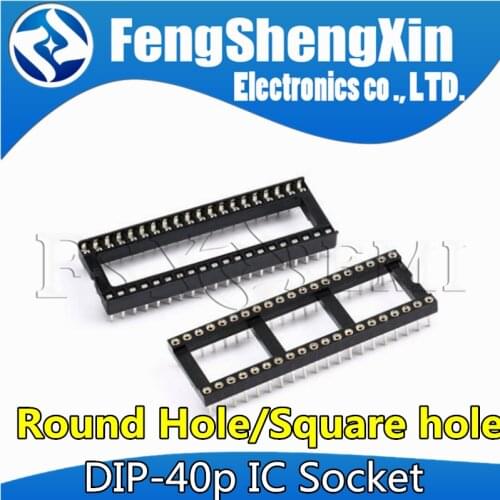 5pcs DIP-40 Round Hole Square hole 40 Pins 2.54MM DIP DIP40 IC Sockets Adaptor Solder Type IC Connector