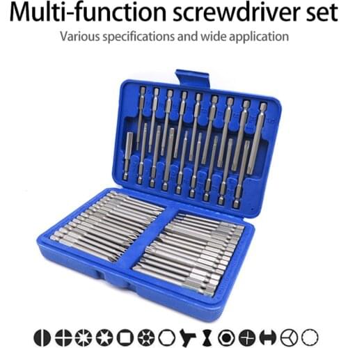 50pcs 75mm Security Screwdriver Bits Extra Long Reach Bit Set Torx Star Hex Spline Slotted Phillips Hand Tools Set