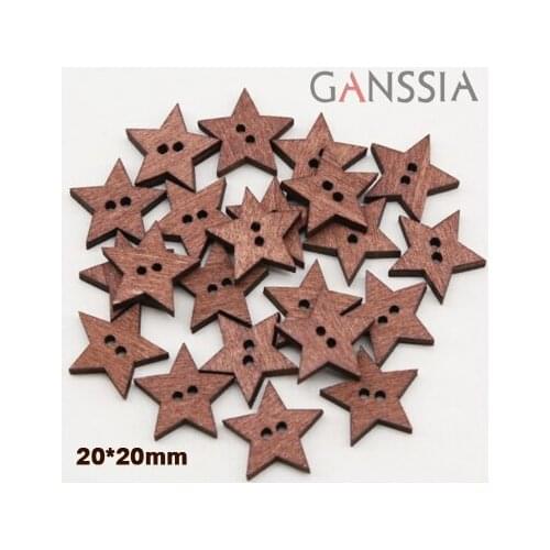 50pcs/lot Size:20*20mm Round Natural 2 Holes Buttons,Beautiful,Star Wood Button DIY,Accssories Sewing Button (ss-1045)
