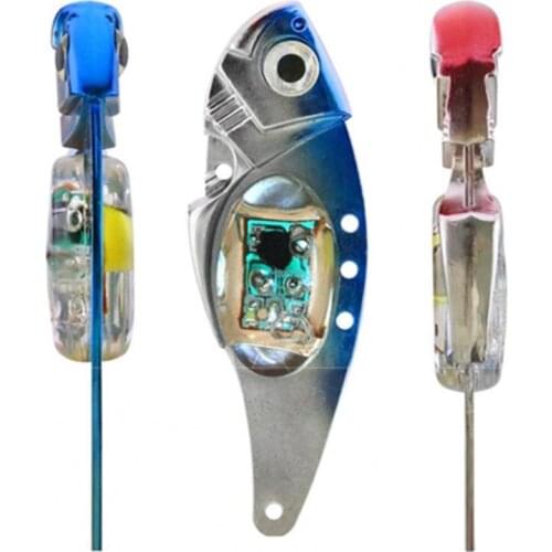 8cm Metal Electronic Vibration Fake Bait Faux Lure Fish Hooks with LED Light Wobbler Artificial Plastic Hard Bait Fishing Tackle