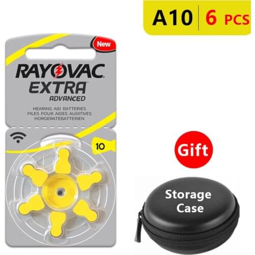 Hearing Aid Batteries Size 10 za Rayovac Extra Advanced,Pack of 6,Yellow Tab PR70 1.4V Type A10 Zinc Air Battery