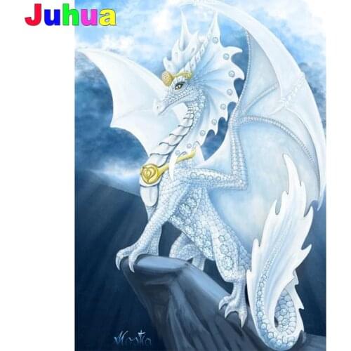 White dragon diy diamond painting Full Square/Round drill 5d cartoon animal diamond embroidery 5d cross stitch kids room decor