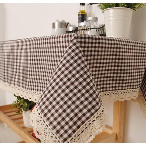 Free Shipping,Pastoralism Linen Table Cloth Coffee Side Table Towel Tablecloth Lattice Chic Home Decoration/Toalha De Mesa