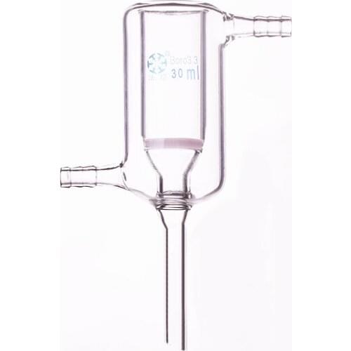 Double deck sand core filter funnel,30ml,Jacketed glass sand plate bush funnel,Filtration funnel,Bush funnel