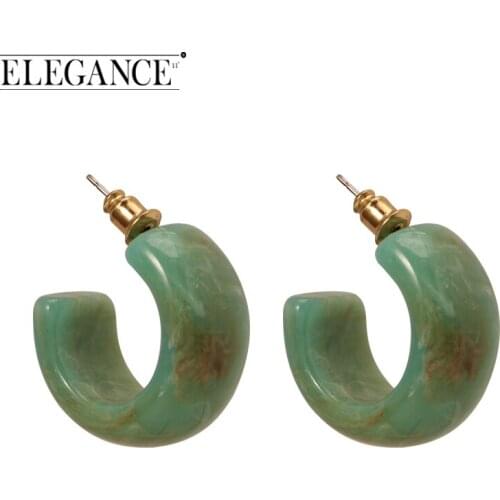 ELEGANCE11 Stone Earrings Round Earrings Natural Stone Printing Classic Temperament Jewelry Ladies Vintage Classic Gifts