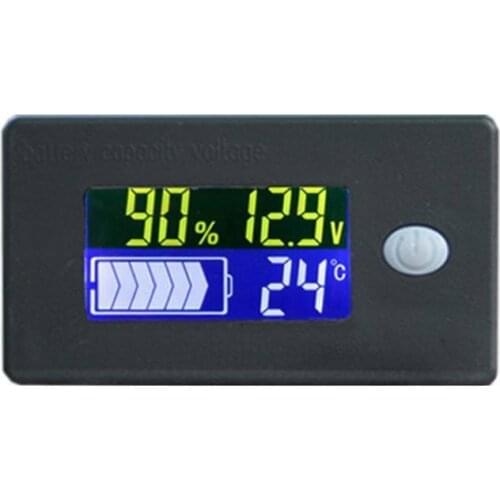 12V Battery Capacity Indicator Li-ion Lead Acid Battery Tester with Temperature Voltmeter LCD Display Indicator Monitor Meter