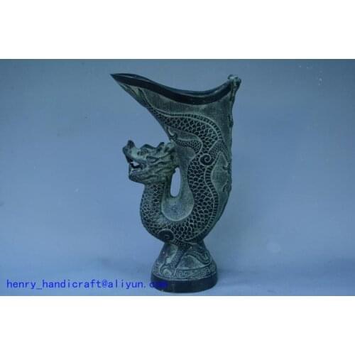 Collection Chinese HanDyansty(25---186)old bonze vase,Dragon, free shipping