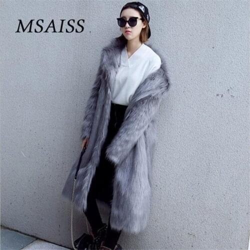 MSAISS 2017 Winter Thick Artificial Fur Coat Super Long Lady Imitated Fox Fur Jacket S-6XL Female Fur Coat