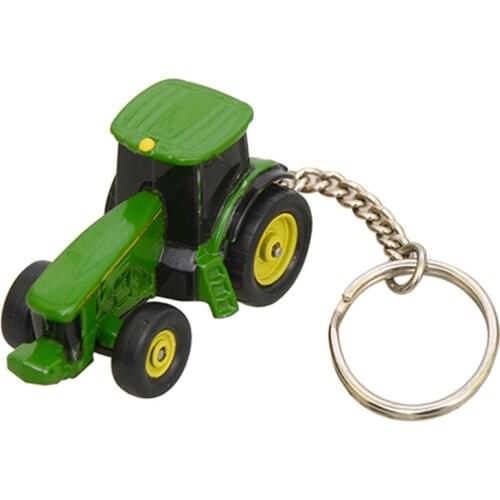 Diecast Mini Deere Tractor Keychain Alloy Engineering Vehicle Model Keychain Pendant Small Gift Decoration Souvenir