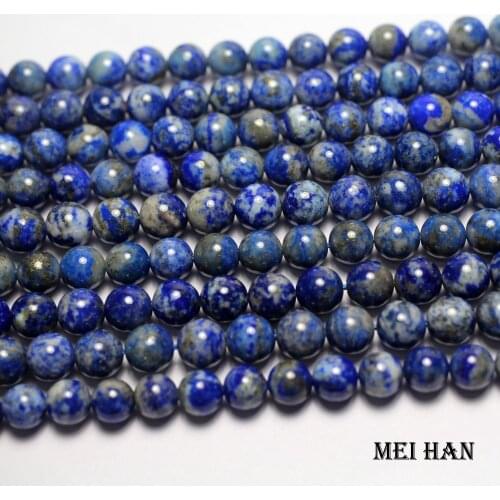 Meihan natural 6-6.5mm & 7.5-8mm lapis lazuli smooth round loose beads for bracelet jewelry making
