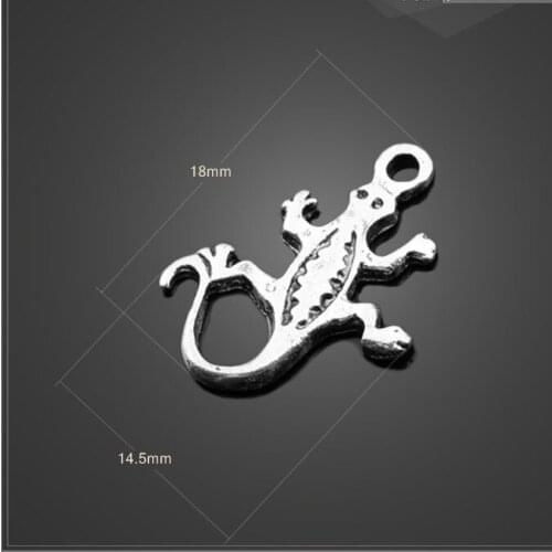High quality 30 PCS/Lot 14.5mm*18mm antique silver plated animals metal gecko charms lizard charm for diy jewelry making