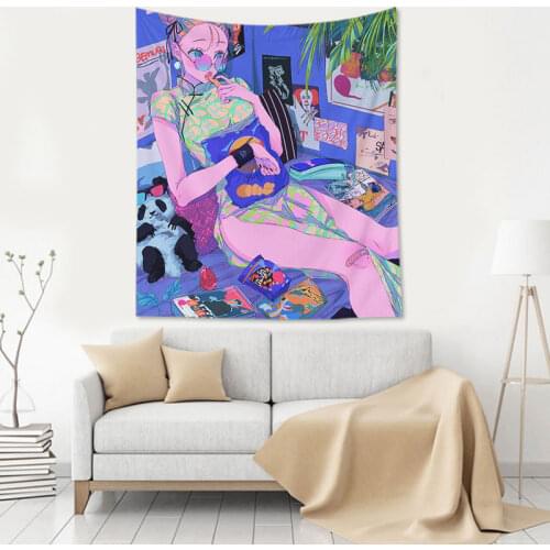 Pink Cute Fashion Hot Selling Blanket Background Decor Cute Home Decor Wall Hanging Tapestry Anime Girl Tapestry Bedroom
