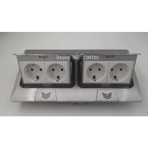 Floor socket box with 4 AC power aluminum pop up hidden type