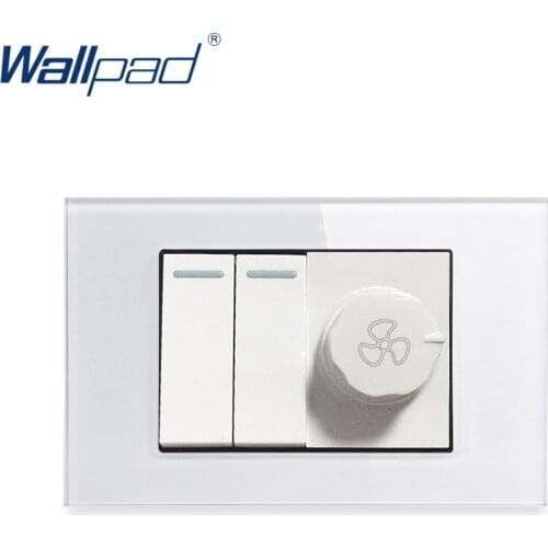 2 Gang 2 Way With Fan Wall light Switch Wallpad Luxury Tempered Glass Panel Rocker Button 118*75mm 16A AC 110-250V