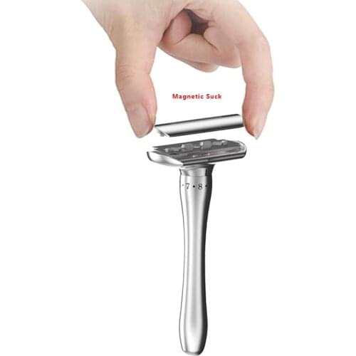 NEW Adjustable Shaving Razor Men Double Edge Safety Razor Blades Mild to Aggressive 1-9 File Hair Removal 5 Blades suit