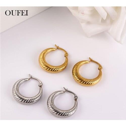 OUFEI Stainless Steel Jewelry Woman Small Hoop Earrings For Women Personalized Earings Fashion Jewelry Free Shipping