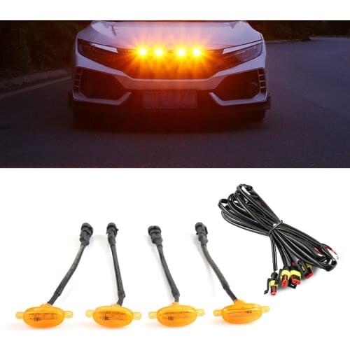 4Pcs/Set New Car Front Grille LED Amber Light Fit For Kia Seltos 2019 2020 2021 Accessories