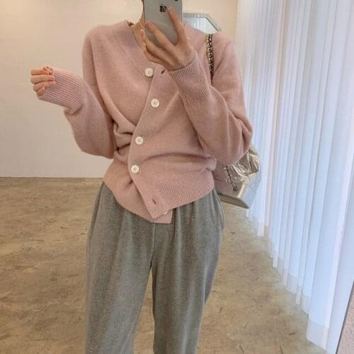 Casual Two Piece Outfits Women Long Sleeve Knitted Sweater Cardigans and High Waist Long Sweatpant Long Pants 2 Piece Sets