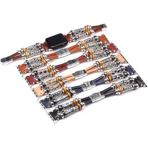 2021 Popular Leather Watchband For Apple Watch Series 40MM 44MM Gift Black/Brown Wristband For Iwatch 38MM 42MM Bracelet