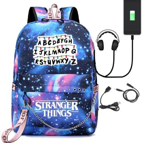 Stranger Usb Charging School Bag Capacity Teenager School Bags For Girls Boys Backpack Mochila Infantil Escolar Bookbag
