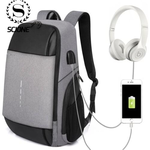 Scione Casual Oxford Solid Laptop Backpack For Men Boys Student Business Office Party Travel Bags Waterproof Rucksack mochila