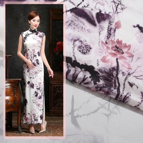 Mulberry silk stretch satin chinese silk fabric cloth per meter 19mm printed garment pants dress spandex fabric alibaba express
