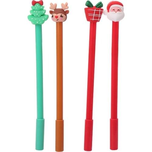 Kawaii Four Christmas Gel Pens Cartoon Student Pen Creative Stationery Office School Supplies Black Water-based Signature Pen