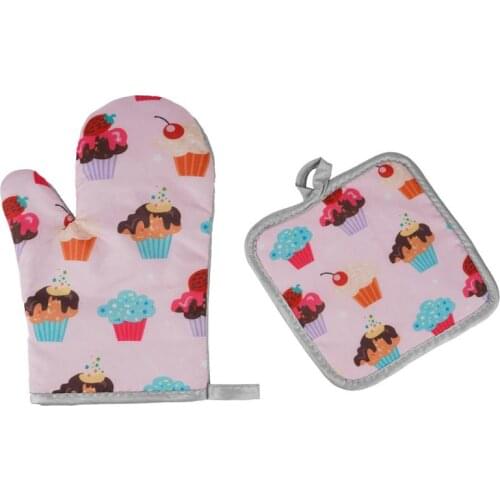 Cake Ice Cream Pattern Thermal Insulation Cotton Oven And Microwave Oven Use Thermal Insulation Gloves Baking Anti-scald Gloves