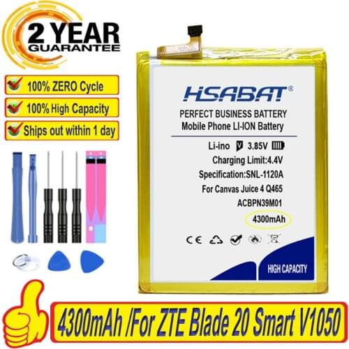 Top Brand 100% New 4300mAh Li3949T44P8h906450 Battery for ZTE Blade 20 Smart V1050 Batteries + free tools