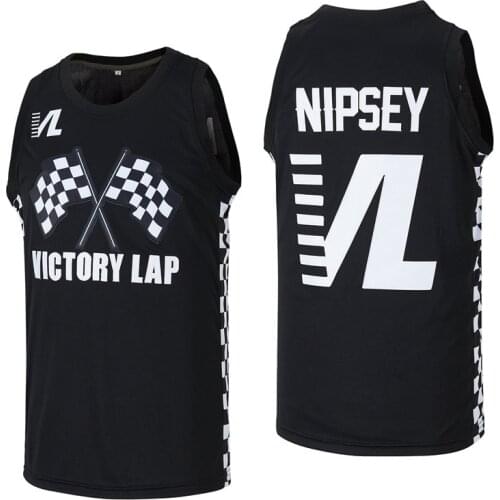 BG victory lap N NIPSEY Jerseys Embroidery sewing and printing Outdoor sportswear Hip-hop movie summer black basketball jersey