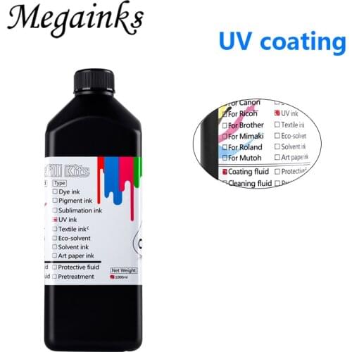 1000ML LED UV coating for Epson DX4 DX5 DX6 DX7 Roland for Mimaki for Mutoh for Flatbed Printer UV Coating Liquid UV pre-coating