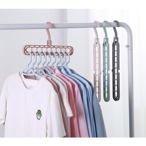 Magic 9 Hole Folding Clothes Hanger Clothes Drying Rack Multifunction Clothes Hangers Home Wardrobe Storage Hangers