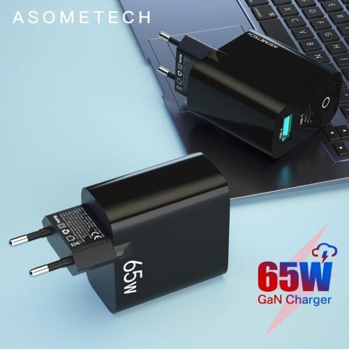 65W GaN Charger Dual Port QC 3.0 PD3.0 Type C PD USB Phone Charger Fast Charger For iPhone Xiaomi Quick Laptop Charger