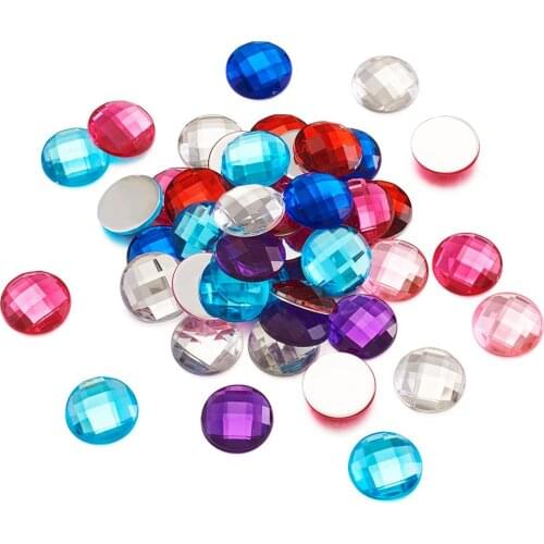 1Bag 6mm 8mm 12mm 20mm Mixed Color Imitation Faceted Half Round/Dome Acrylic Rhinestone Flat Back Cabochons for Jewelry Making