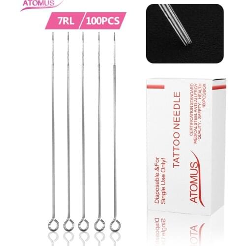 100pcs 7RL Disposable Single Stack Magnum Assorted Steel Sterilized Tattoo Needles Supply For Tattoo Machine Free Shipping