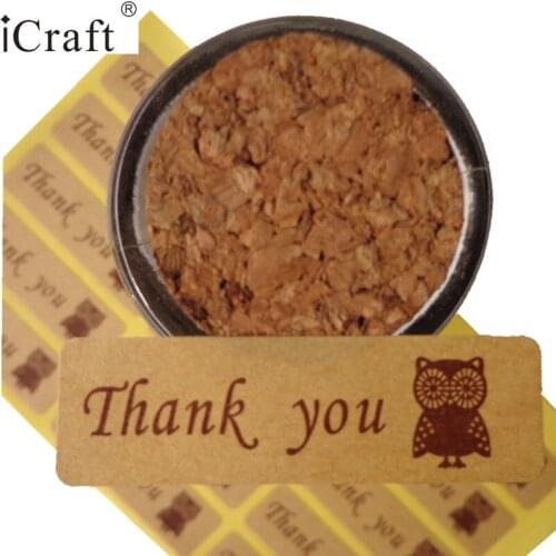 100pcs Rectangle Thank You Kraft Seal Sticker With Owl Design DIY Paper Label Gift Seal Sticker 5x1.5cm