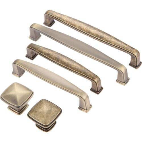 2019 Antique Bronze Furniture Handles Zinc Alloy Cabinet Knobs and Handles Drawer Door Pull Handle Kitchen Furniture Fittings