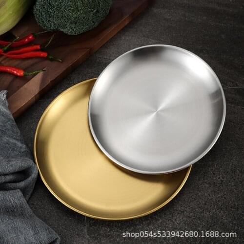 304 stainless steel thickened disc gold coffee tray fruit plate cake plate bone plate plate plate plate shallow plate