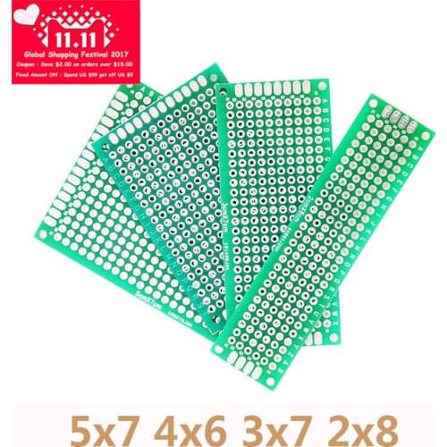 4pcs/Lot 5x7 4x6 3x7 2x8cm Double Side Copper Prototype PCB Universal Board For Arduino Circuit Experiment Board DIY Protoboard
