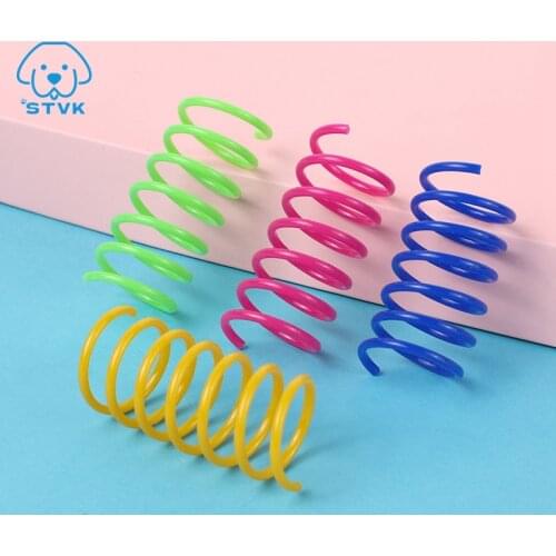 4pcs Cat Colorful Spring Toys Creative Plastic Flexible Cat Coil Toy Cat Interactive Toy Cat Funny Toys Pet Accessories Set