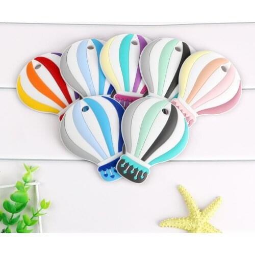 Kovict 5/10pcs Silicone Teethers Cartoon Hot Air Balloon Shape BPA Free Pendants DIY Pacifier Chain Accessories Baby Molar Toys