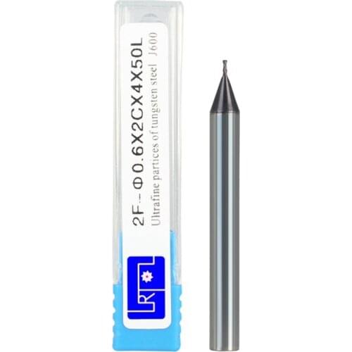 5PCS HRC60 0.1-0.9mm*4D*50L 2flutes Tungsten Carbide micro flat End Mill radius Milling Cutters