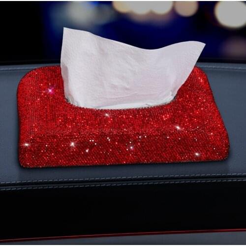 Shinny Tissue Box Cover Rectangular Holder for Home Car Office Decor Red White